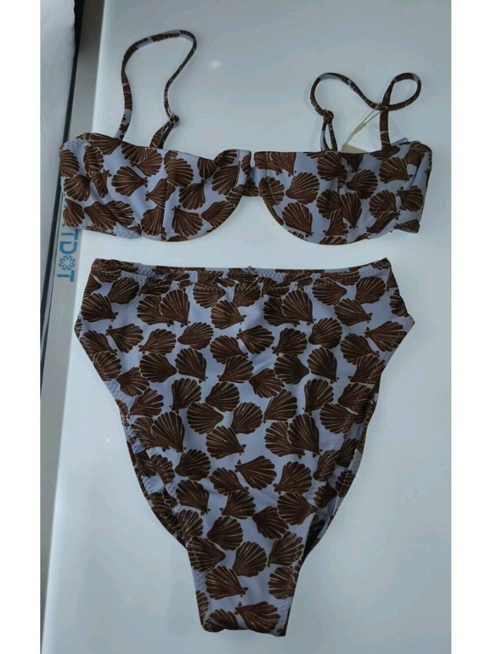 Women's SAME Los Angeles Bikini Set XS Shell Print Underwire High Waist NWT